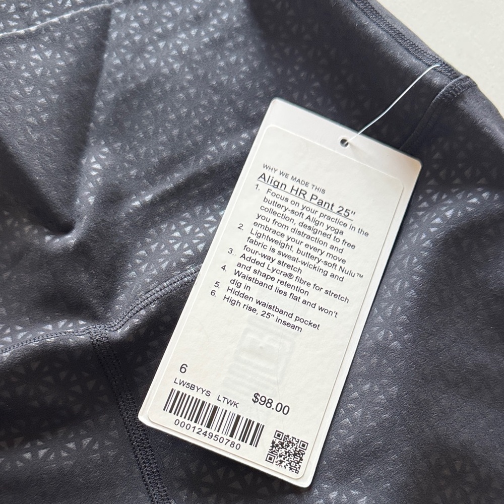 lululemon athletica Align HR Pant 25" – Dark Gray with Subtle Triangle Print